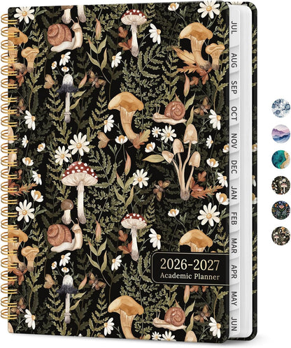 Planner 2026-2027, Academic Monthly and Weekly Calendar Planner for Women, July 2026 - June 2027, Hardcover Pretty Agenda Planner Book with Tabs, Spiral Daily Organizer for School Office Home Supplies, 6.3" x 8.5" - Blue Floral