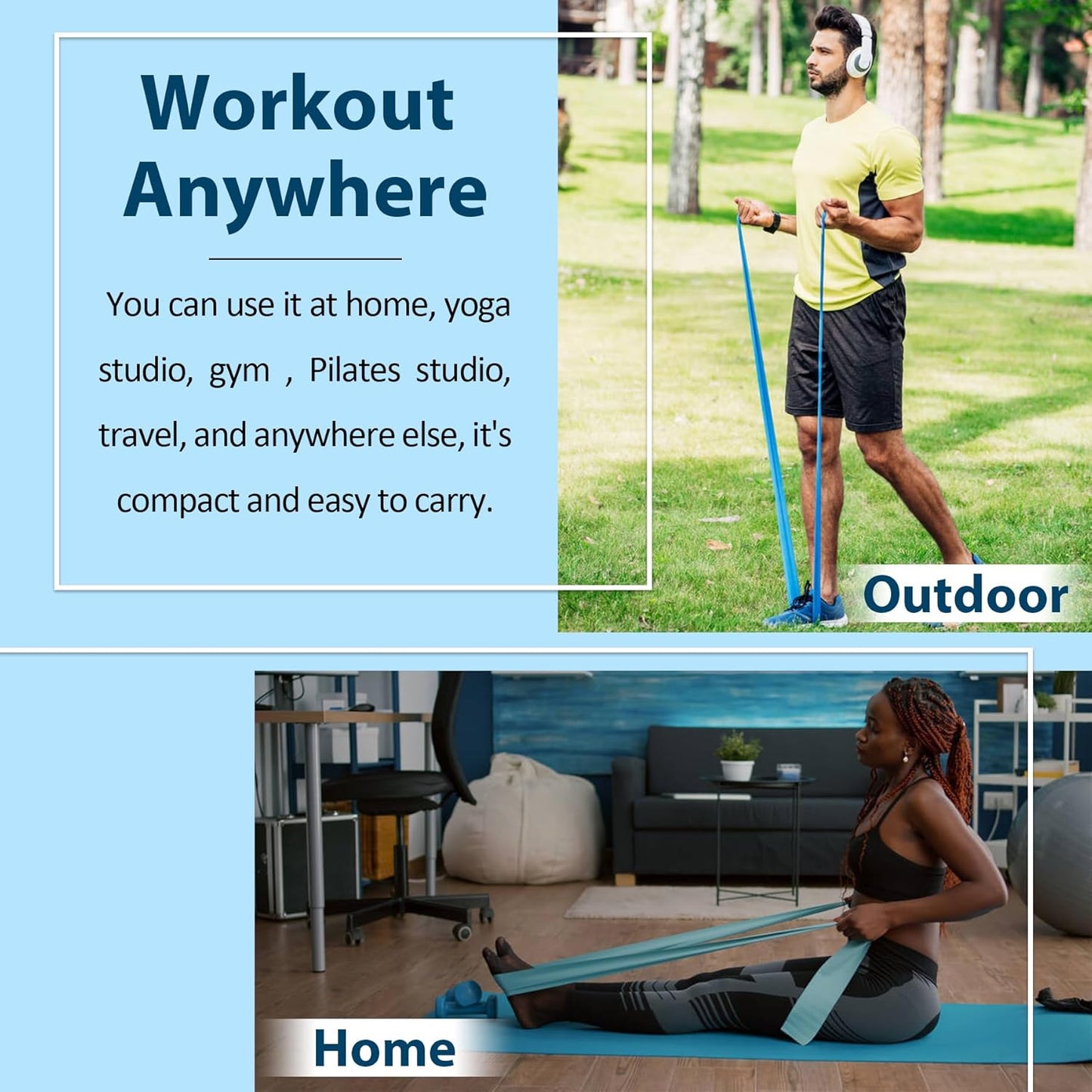 Resistance Bands for Physical Therapy, Bands for Working Out, Latex Free Elastic and Exercise Bands Set for Stretching, Suitable for Rehab, Yoga, Pilates, Gym, Home Exercise