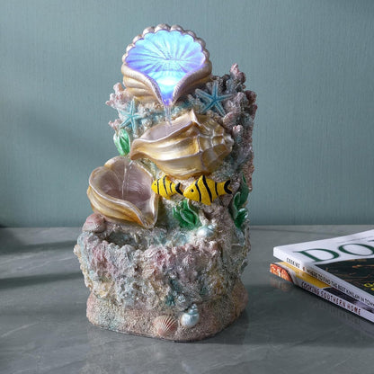 GOSSI Meditation Waterfall Fountain with LED Lights, Indoor Tabletop Water Fountain Decorated with Natural River Rocks, Office & Home Relaxation Decor, Christmas Decoration