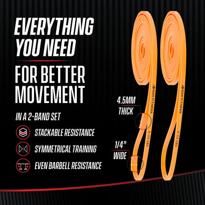 4KOR 41” Resistance Band 2-Pack – 5–15 lb Exercise Bands with a Satisfying Stretch from Sri Lankan Latex – Long Fitness Loops for Physical Therapy, Stretching, Workout or Light Pull-Up Assistance