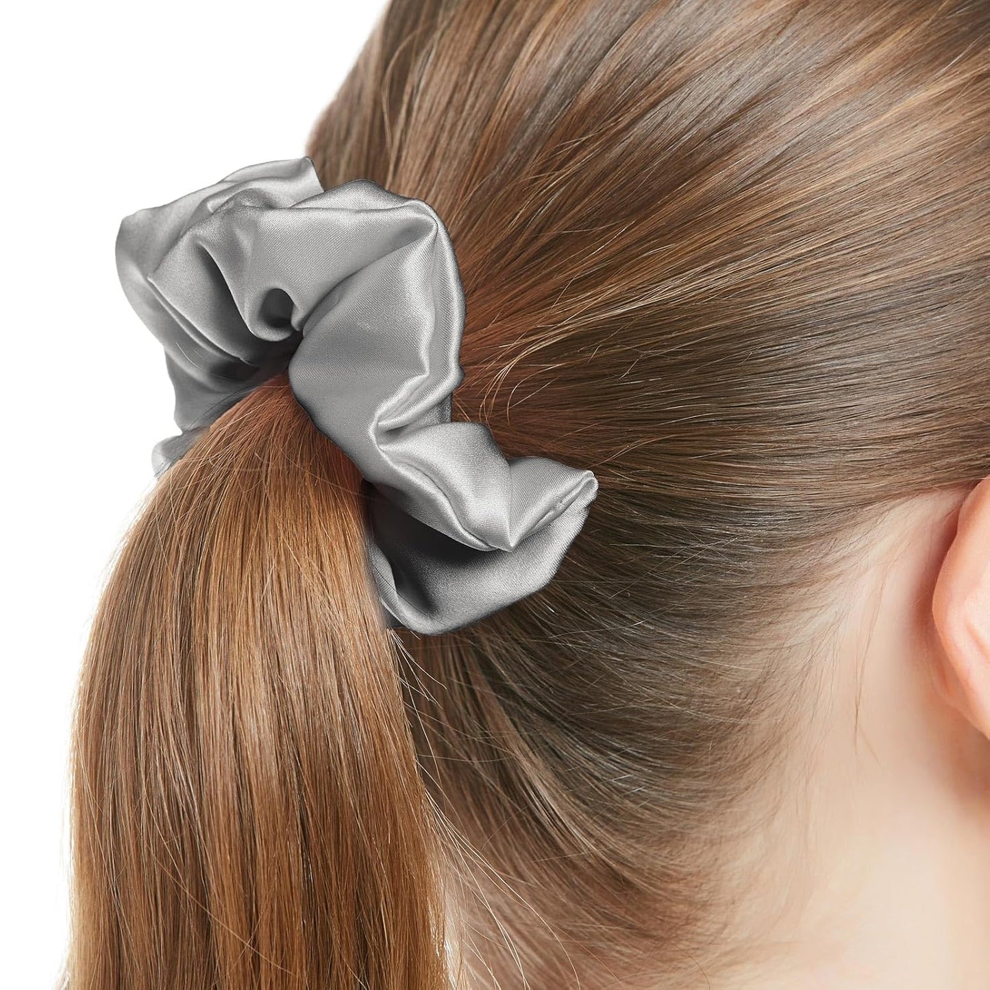 LILYSILK Silk Hair Scrunchies / Ties for Frizz & Breakage Prevention, 100% Mulberry, No Damage, Elastic ponytail Holders, 1Pc, Coffee - Colors B