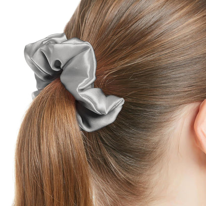 LILYSILK Silk Hair Scrunchies / Ties for Frizz & Breakage Prevention, 100% Mulberry, No Damage, Elastic ponytail Holders, 1Pc, Coffee - Colors B