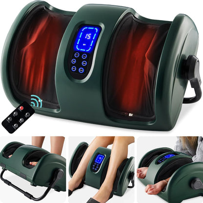 Best Choice Products Shiatsu Foot Massager with Heat for Plantar Fasciitis & Neuropathy, Kneading Foot & Calf Massager with Remote, 360° Adjustable Handle, Rolling & Compression Massage - Satin Black