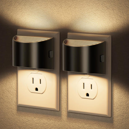 JandCase Night Light, Modern Night Lights Plug into Wall,2 Pack Dusk to Dawn Sensor Nightlight, Amber Brightness Adjustable Nightlight for Kids Bathroom Hallway Kitchen Bedroom Decor