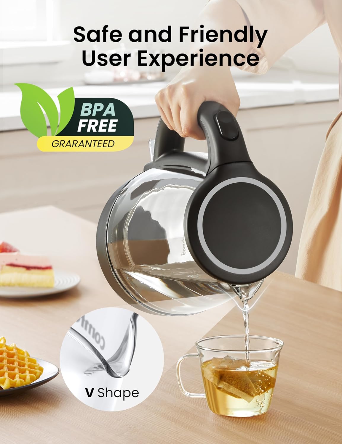COMFEE' 1.7L Glass Tea Kettle and Kettle Water Boiler - Electric Kettle Temperature Control with 6 Presets, 2-Hr Keep Warm, Fast Heating, 304 Stainless Steel, Auto-Off and Boil-Dry Protection