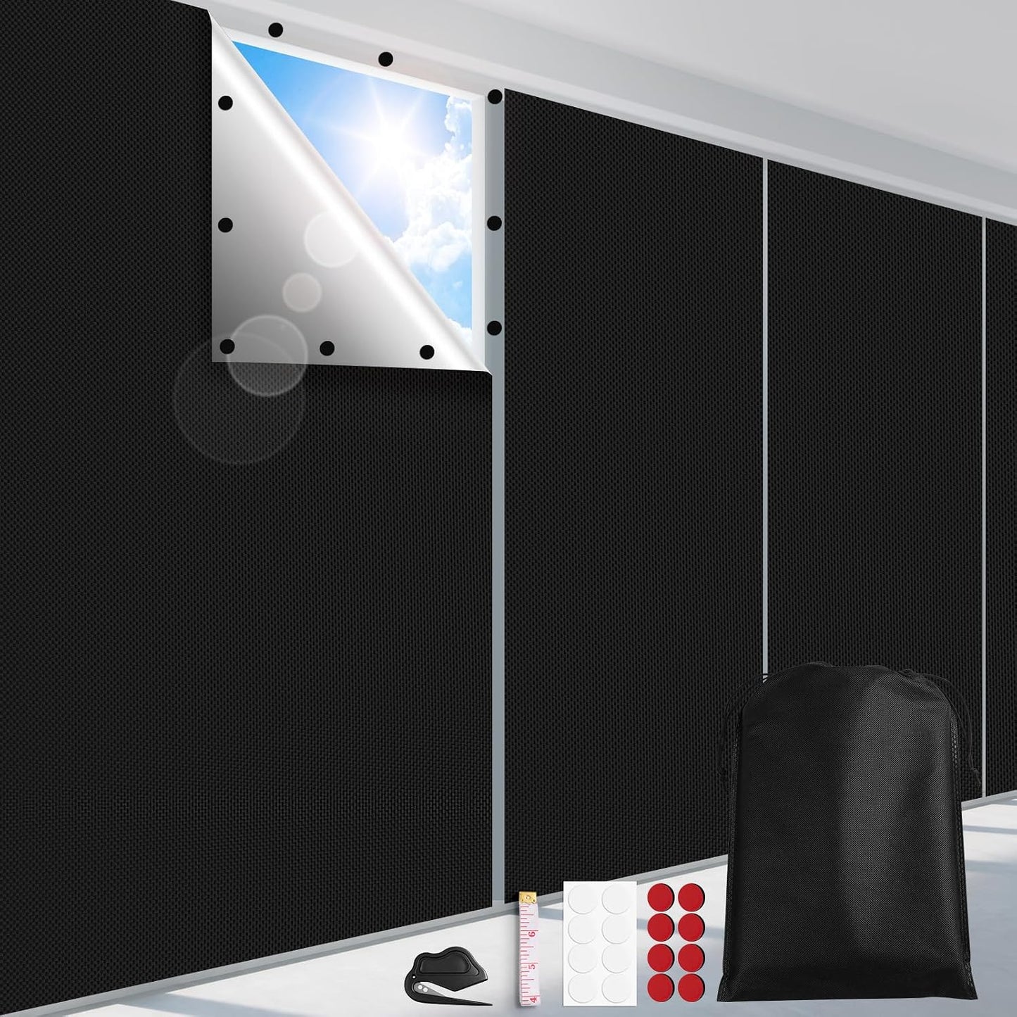 FADOTY 100% Blackout Curtains, 57"x 118" Portable Black Out Window Cover