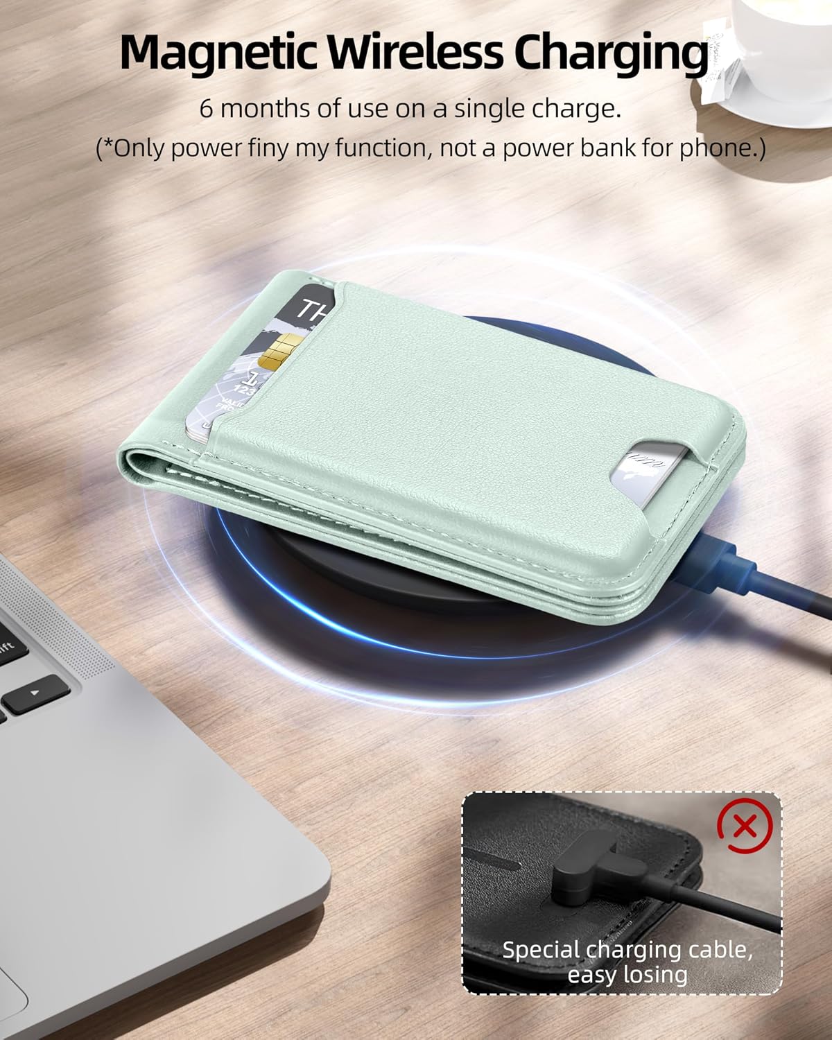 ExtreLife for Magsafe Wallet, Works with Apple Find My, 6 Cards Holder
