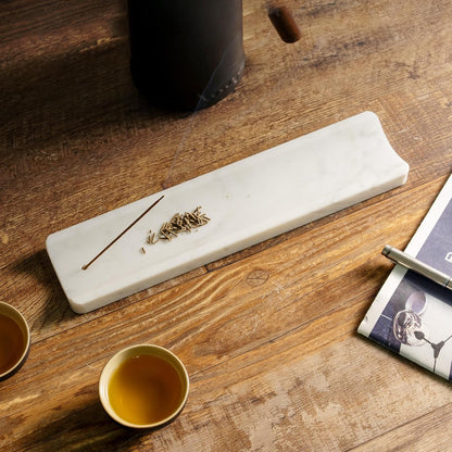 Koville Marble Incense Holder, Incense Holder for Sticks, Incense Sticks Holder Ash Catcher for Meditation Yoga SPA, Natural Stone Incense Burner, Home Table Decor (Grey)