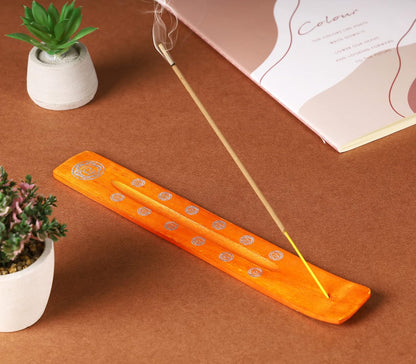 Bless-International Traditional-Handmade-Burner Wooden-Incense-Stick-Holder Ash-Catcher-Stand for-Aromatherapy-Meditation-Yoga (Incense Holder 10 inch(2 pcs))