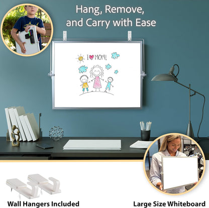 Dry Erase White Board for Desktop & Wall 12"x16" with 2 Magnetic Removable Planners - Weekly & Monthly to Do List Board with Stand, 6 Markers Eraser & Wall Hangers - Portable Double Sided Magnetic