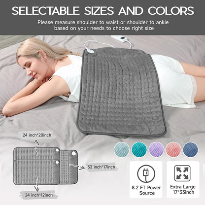 Heating Pad for Period Cramps, Heating Pad for Back/Neck/Shoulder Muscle Pain, 6 Heating & 4 Timer Setting, Auto Shut Off, Dry/Moist Heat & Machine Washable, Birthday Christma s Gifts for Women Mom