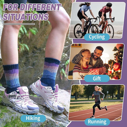 Sandsuced Merino Wool Hiking Warm Socks Thermal Winter Cozy Crew with Cushioned Sole & Moisture Wicking 5 Pairs for Women