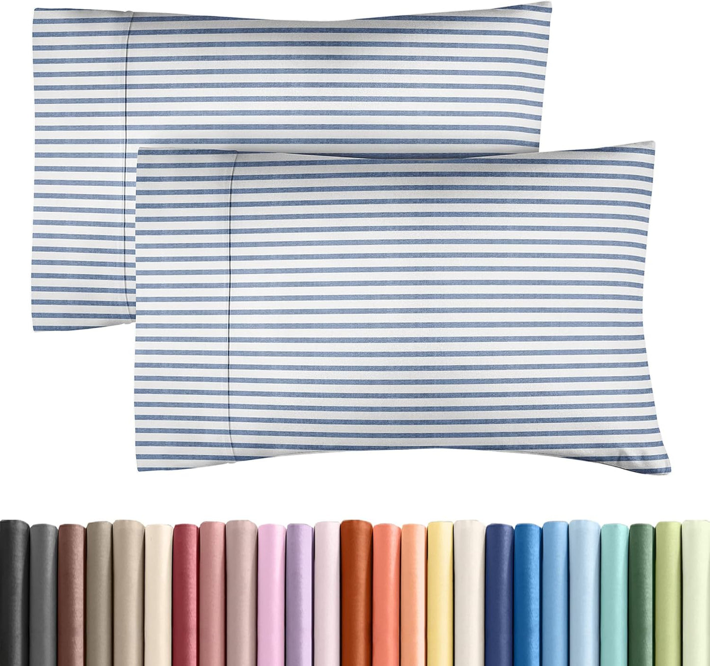Standard Pillow Cases Set of 10 - Ultra Soft Hotel Quality Pillowcase Covers - Comfy, Cozy & Wrinkle Free - Shrink, Stain and Fade Resistant - Machine Washable Pillow Protectors - 10 Pcs Set - White - Colors B