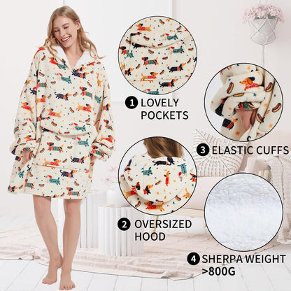 Fiosnow Sun and Moon Blanket Hoodies for Women and Men Adult Oversize Wearable Blanket Hoodies for Soft and Warm