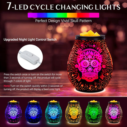 Wax Melt Warmer for Scented Wax- Glass Wax Melter for Home Fragrance with Removable Tray, Essential Oil Warmer Wax Cubes Burner Aroma Night Light for Home Office Bedroom Decor Gifts for Women