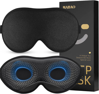 MABAO Weighted Sleep Mask - 100% Blackout Eye Mask for Sleeping for Women Men, 3D Contoured for Lash Extension, Zero Eye Pressure Memory Foam Cover, Soft Gentle Pressure Blindfold for Travel - Black