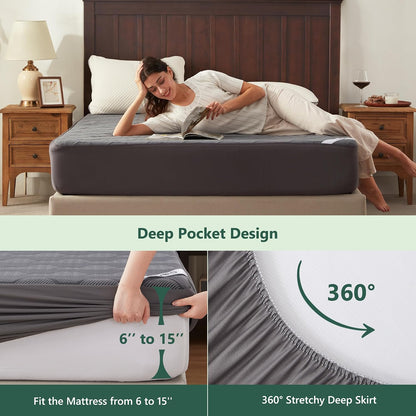 Queen Mattress Protector Waterproof 3D Air Fabric Mattress Pad Cover