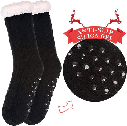 SDBING Women's Winter Super Soft Warm Cozy Fleece Lined Fuzzy Slipper Socks with Grippers