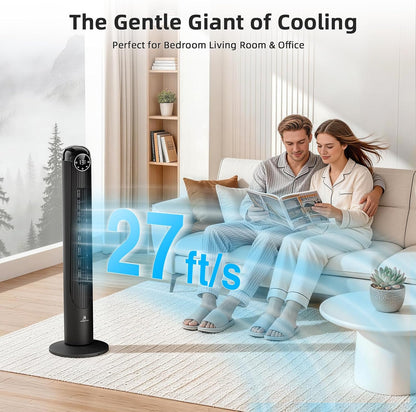 Antarctic Star T36 Tower Fan-36 Inch, Bladeless Oscillating Fan with Remote, 6 Speeds & 4 Modes, LED Display, 9H Timer, Quiet Floor Standing Fan for Bedroom Living Room Office, Pink