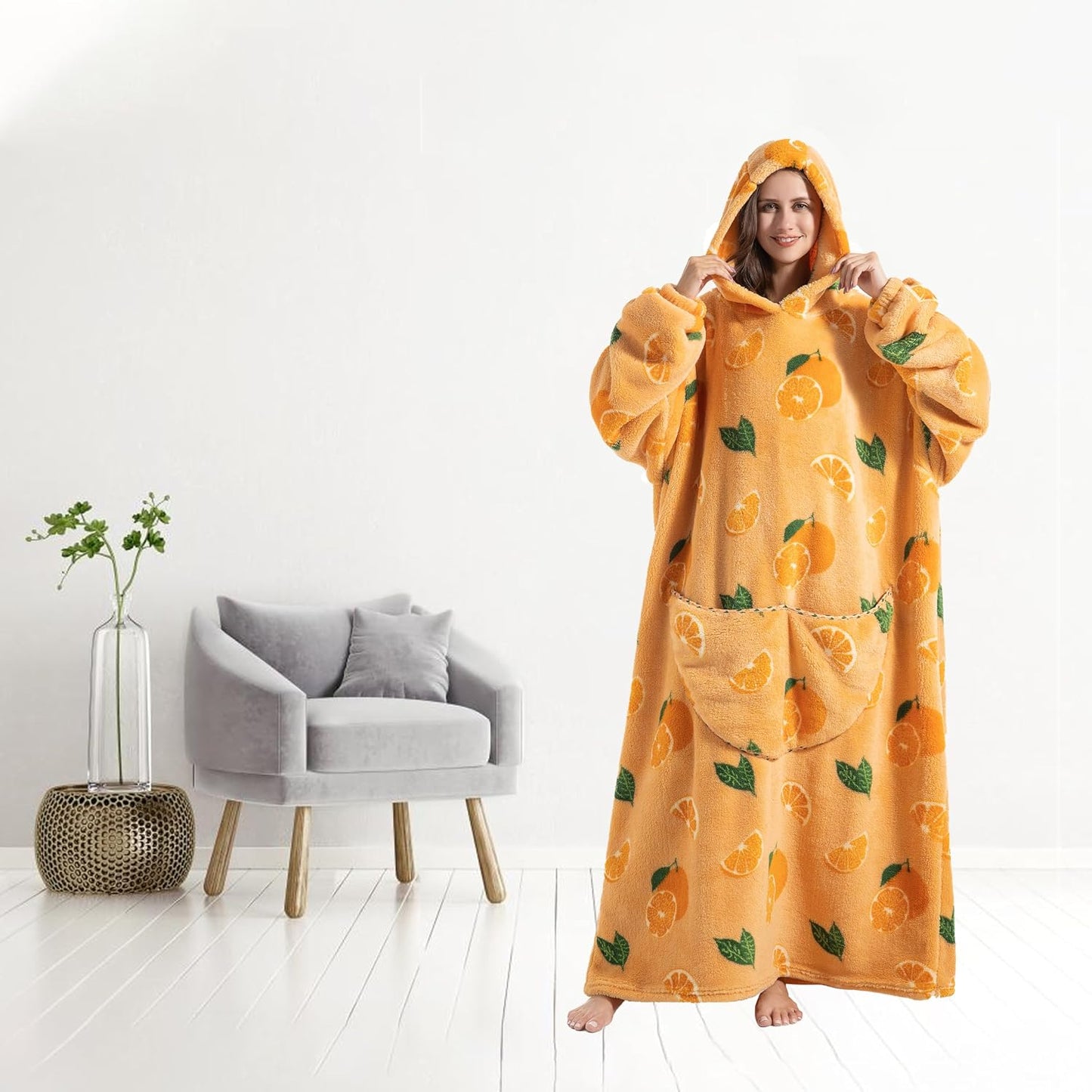 Capecage Blanket Hoodie, Long Hooded Blanket Sweatshirt as Birthday Gifts for Women Men, Long Wearable Blanket for Women Men.