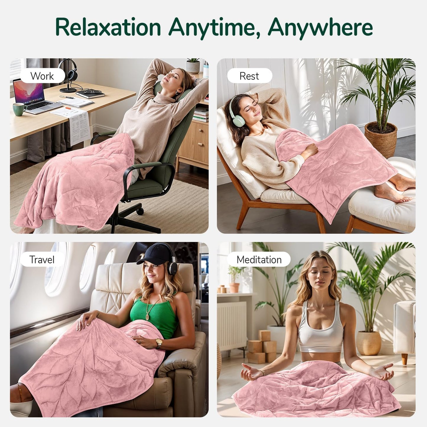 Kaisa Weighted Lap Blanket 7 lbs 41" x 53", Cozy Luxury Crystal Velvet Small Weighted Blanket for Adults, Portable Travel Weighted Blanket for Relaxation, All-Season Blanket, Machine Washable, Green