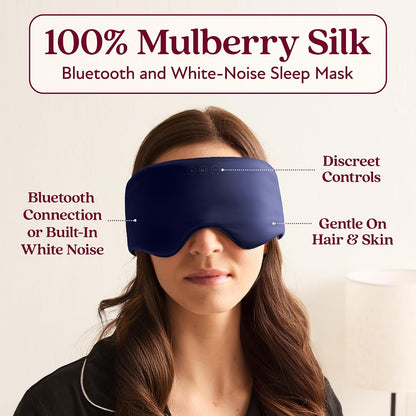 SilkSound 100% Mulberry Silk Bluetooth Sleep Mask, Skin-Friendly Sleeping Eyemask with Bluetooth Headphones, Sleep Gifts for Women, Silk Eyemask Headband Headphones for Sleeping Side Speakers