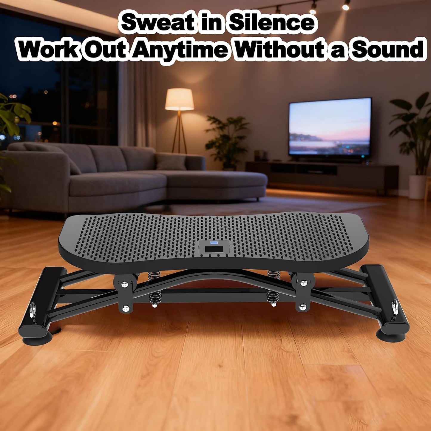 KINMAC 2-in-1 Rocking Stepper with Resistance Bands, Portable Balance Board for Exercise at Home, Quiet Mini Stair Stepper with LCD Monitor, Ski Trainer for Workout Home Gym