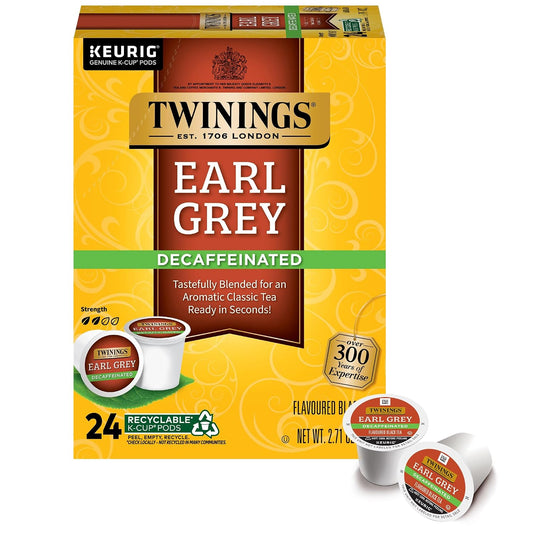 Twinings Decaffeinated Earl Grey Black Bergamot Tea K-Cups 24 CT (1 Pack)