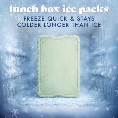 Cool Coolers by Fit & Fresh 4 Pack XL Slim Ice Packs, Quick Freeze Space Saving Reusable Ice Packs for Lunch Boxes or Coolers