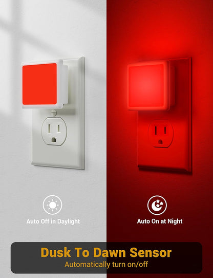JandCase Amber Night Light[2 Pack], Night Lights Plug into Wall, LED Plug in Nightlight with Dusk-to-Dawn Sensor, 0.3W Dim Night Light for Sleep, Bedroom, Bathroom, Hallway, Non-dimmable