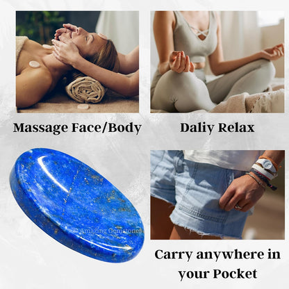 Amazing Gemstone Labradorite Thumb Worry Stone, Anxiety Stone, Healing Crystals - Piedra Crystal Fidget for Gift, Meditation, Calming, Relaxation, Stress Relief - Colors C