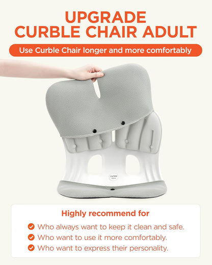 curble Grand– Extra Wide Ergonomic Seat Support, Sit Straighter Without Effort, Passive Posture Trainer for Office, Home & Car (Grey)