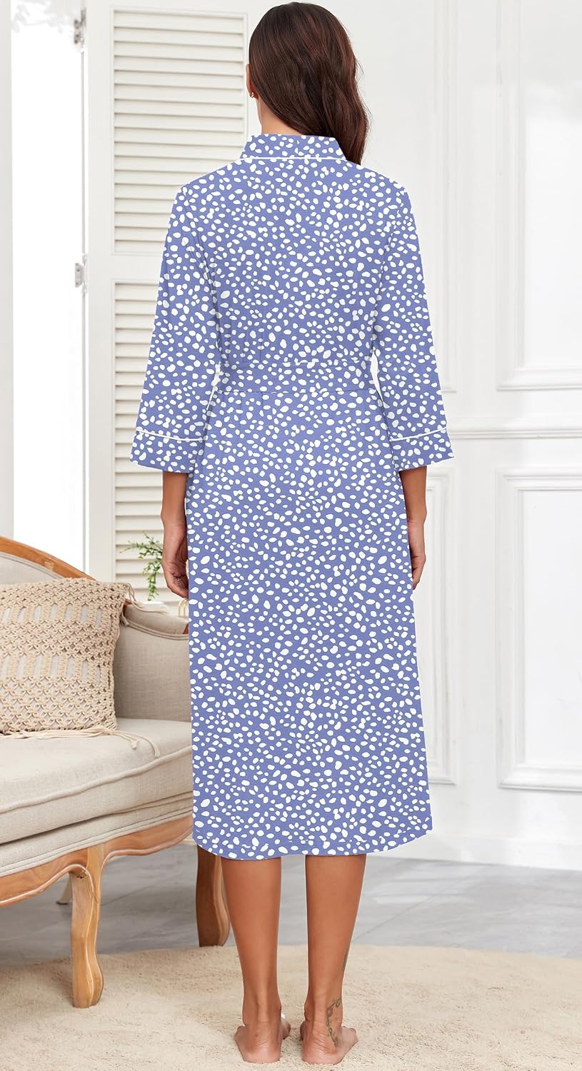 PrinStory Robes for Women 3/4 Sleeve Long Bath Robe XS-4XL