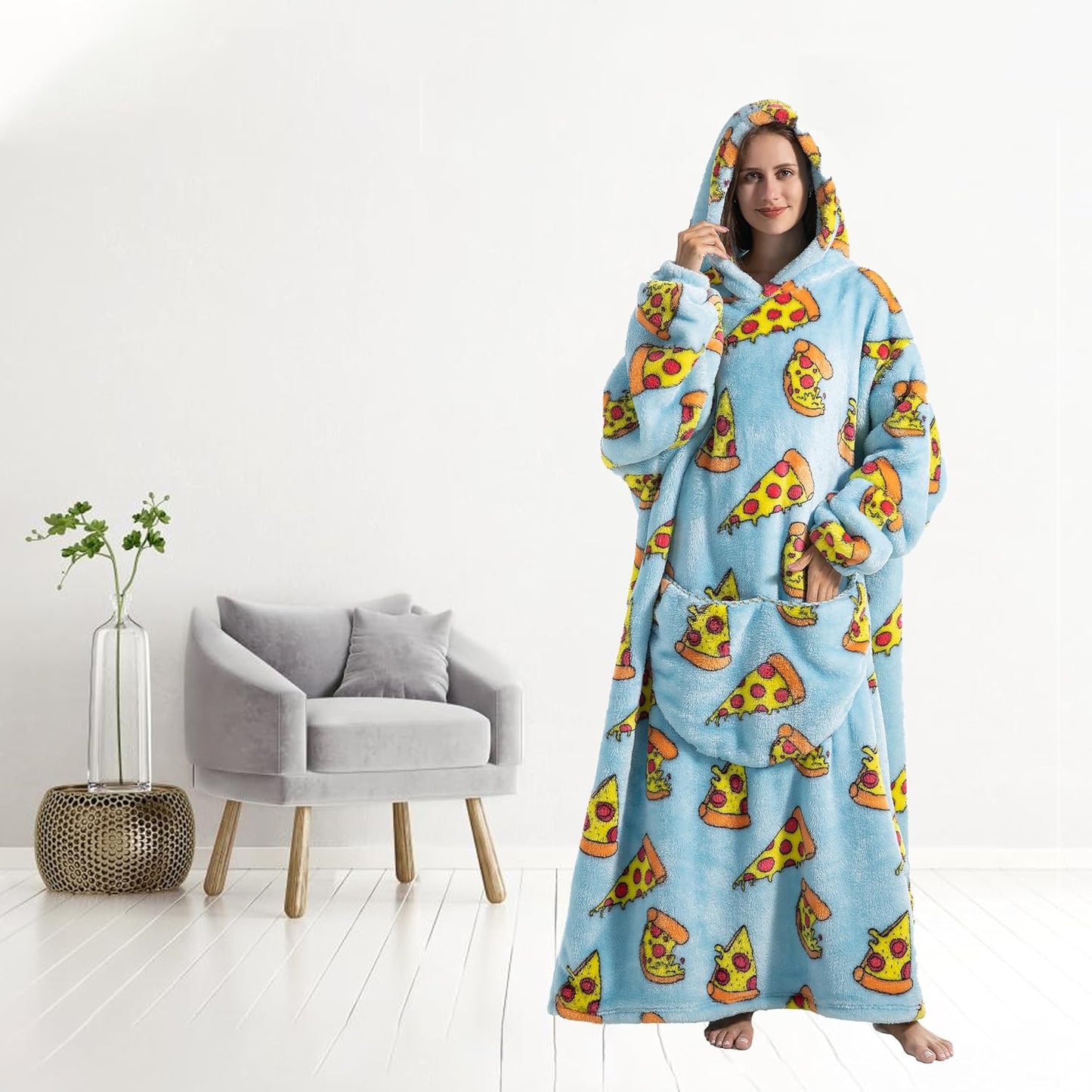 Capecage Blanket Hoodie, Long Hooded Blanket Sweatshirt as Birthday Gifts for Women Men, Long Wearable Blanket for Women Men.