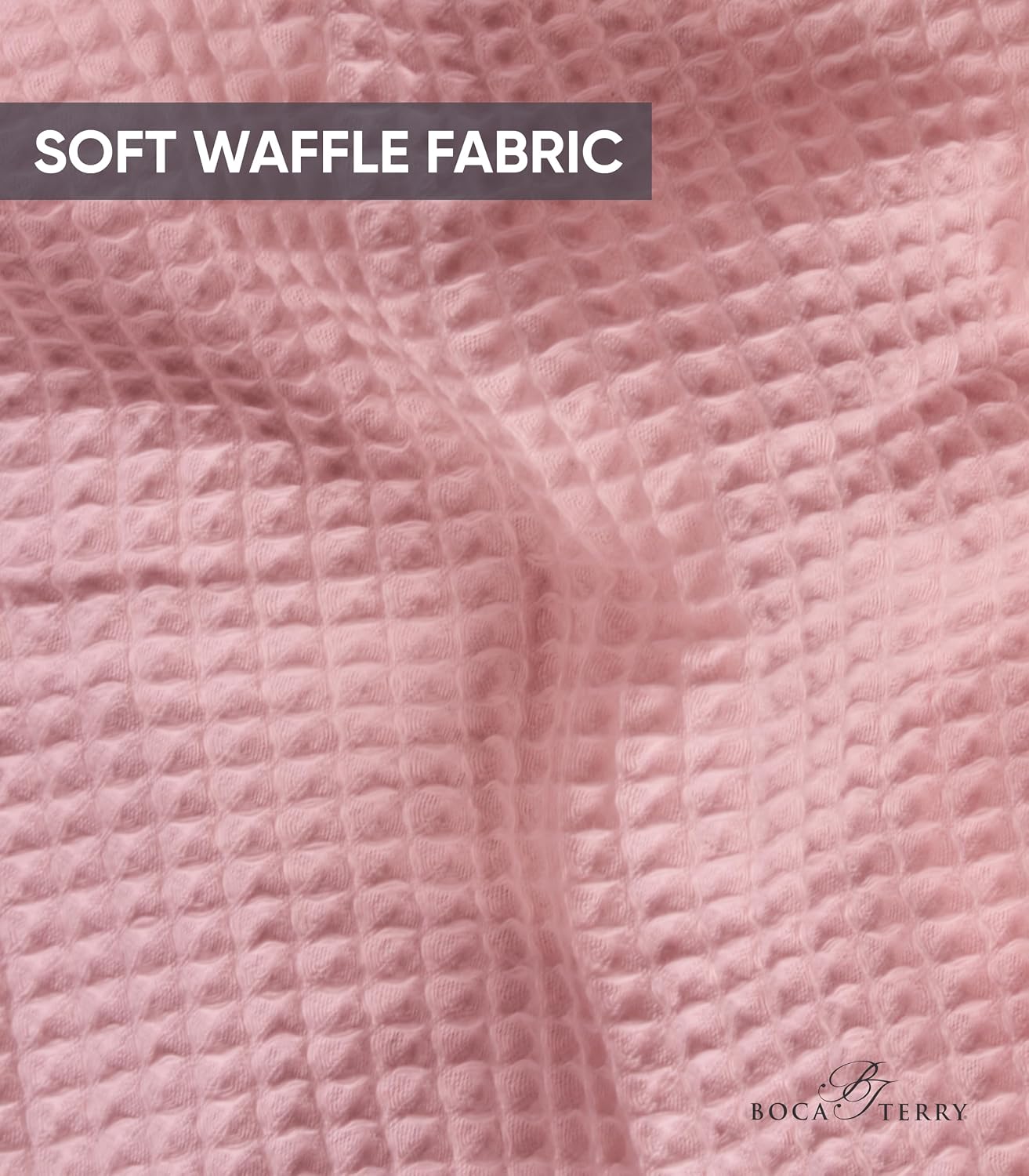 Waffle Robe for Women by BOCA TERRY, Soft Cotton Spa Robes for Summer, Lightweight Knit Waffle Bathrobe, Kimono Bathrobes