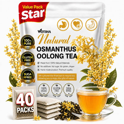 WOTIHA 40 Count Premium Osmanthus Oolong Tea Bags - 100% Natural, Aromatic Osmanthus Flavor, Smooth Oolong Taste, Additive-Free, Sugar-Free, Vegan