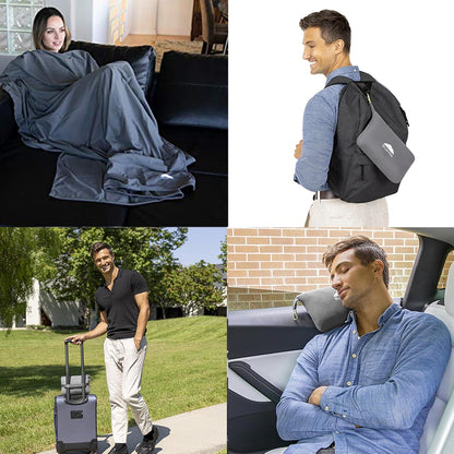 BlueHills Premium Soft Lightweight Travel Blanket Pillow Airplane - Gray