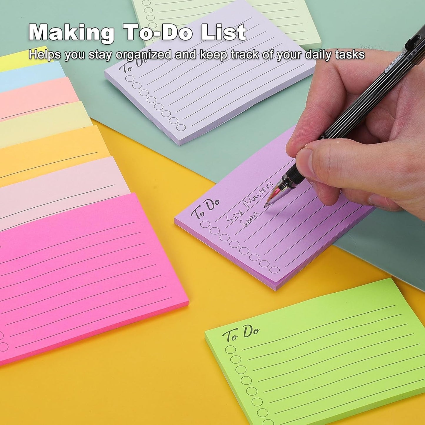 12 Pack to Do List Sticky Notes, 3x4 Inch, Lined Checklist Sticky Pads