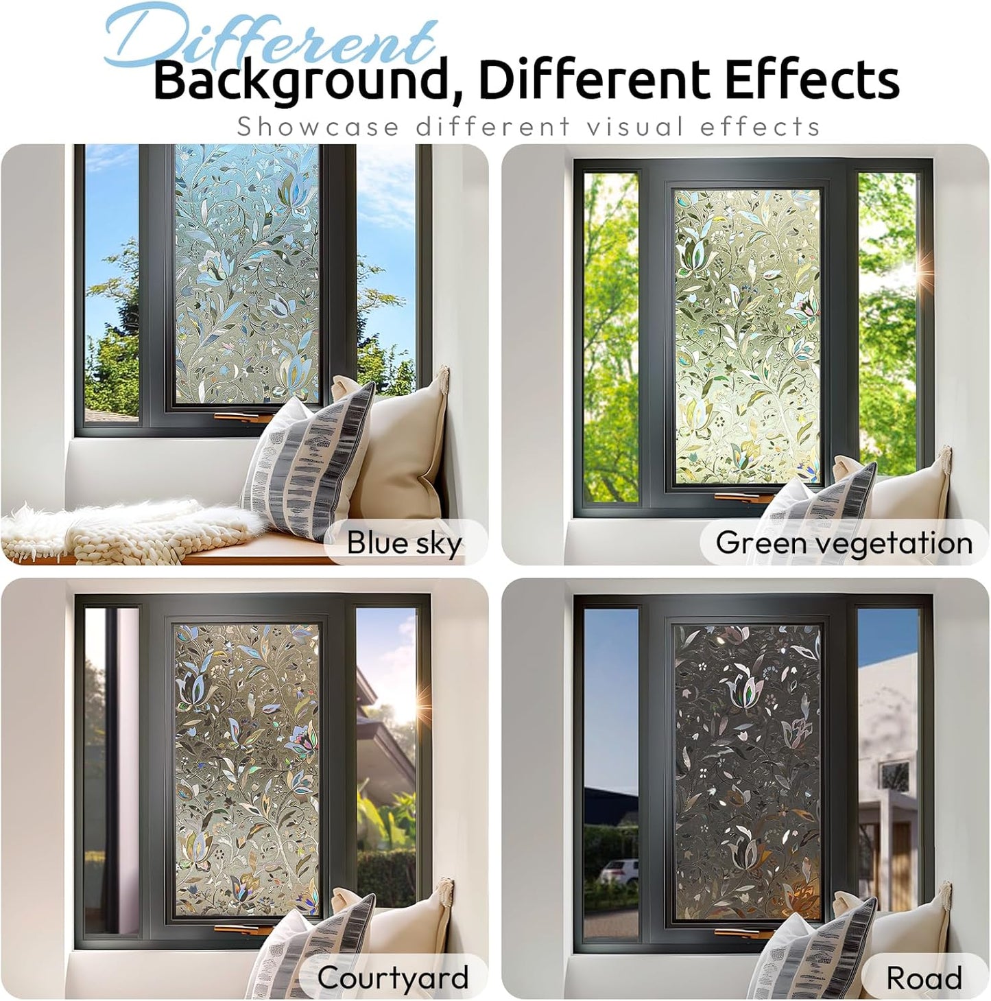 rabbitgoo Window Privacy Film One Way Window Tint for Home, Removable Reflective Heat Sun Blocking Anti UV Glass Door Covering, Mirror Tinting Film House Office, 17.5 Inch X 6.5 Feet, Black Silver