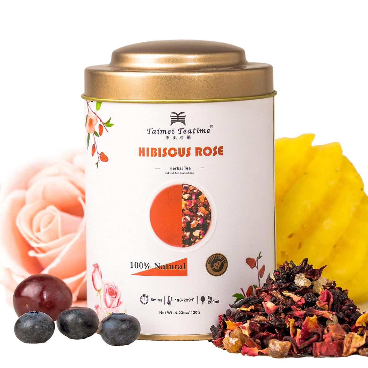 Taimei Teatime Hibiscus Rose Herbal Tea Loose Leaf - 4.23oz