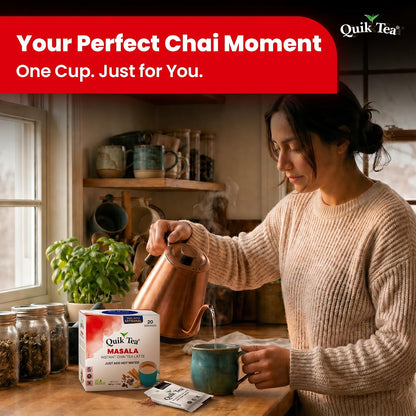 QuikTea Instant Chai Tea Latte Mix, Cardamom, Unsweetened, 10 Sachets