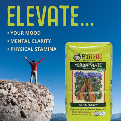 ECOTEAS Organic Yerba Mate Unsmoked Loose Tea Pure Leaf Cut 1 lb Pack of 1