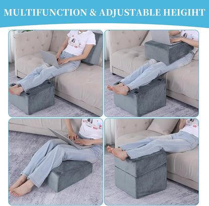 Under Desk Foot Rest, ROYALAY Ergonomic Office Footrest with 3 Adjustable Heights, High-Density Memory Foam Leg Rest for Home, Travel, Airplane with Washable Cover