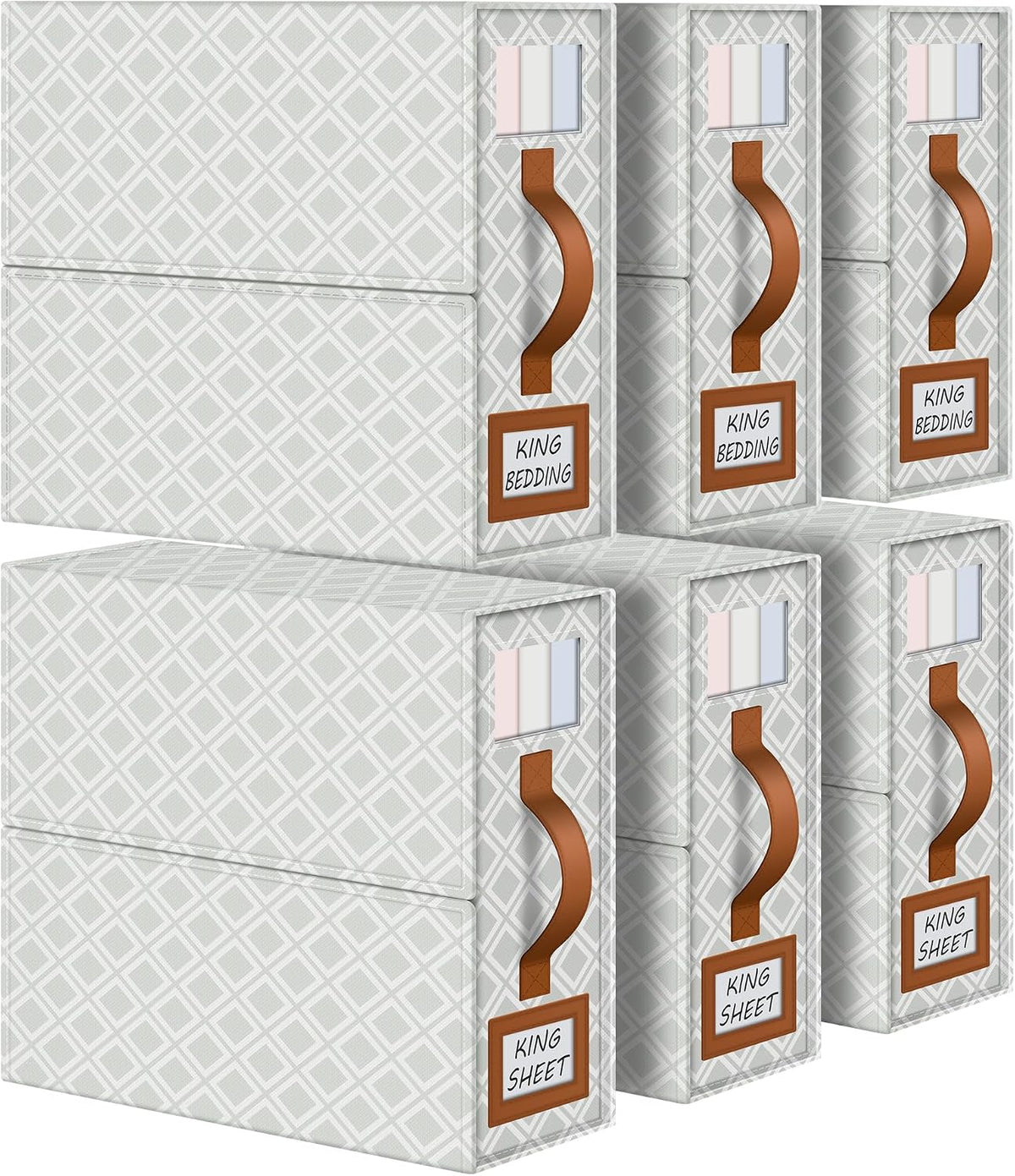 Large Bed Sheet Organizers and Storage for Linen Closet, Grey