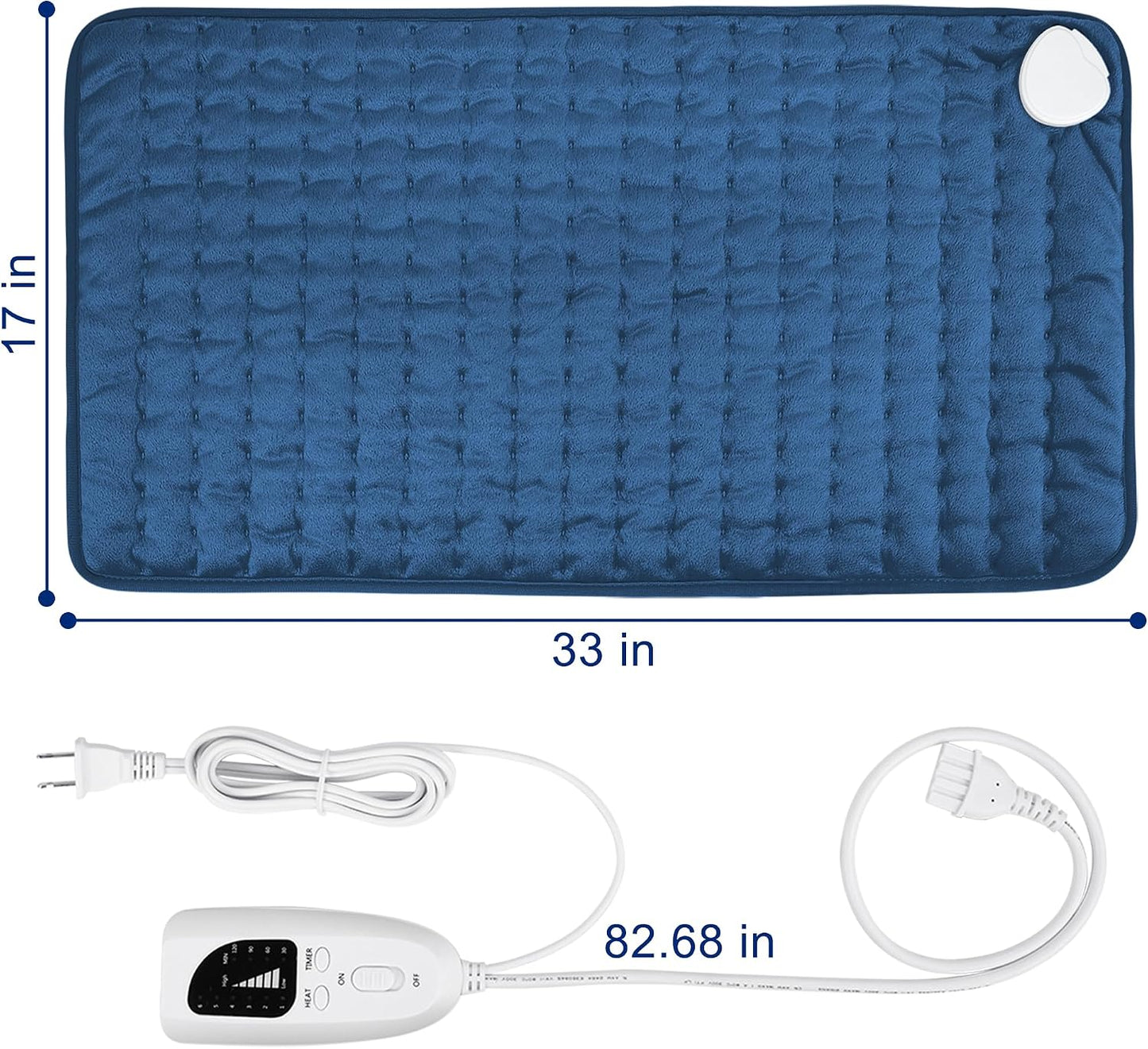 Electric Heating pad with 6 Heat Settings, Auto Shut Off, Dry Electric Heating for Back Neck Knee Arms Legs Shoulder Heat Pads for Christmas Birthday Father Mother's Day (24"X12", Gray Green)