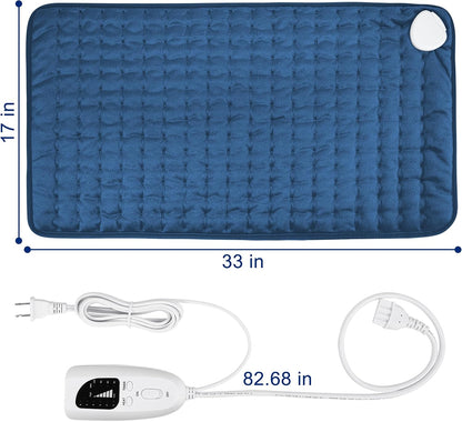 Electric Heating pad with 6 Heat Settings, Auto Shut Off, Dry Electric Heating for Back Neck Knee Arms Legs Shoulder Heat Pads for Christmas Birthday Father Mother's Day (24"X12", Gray Green)