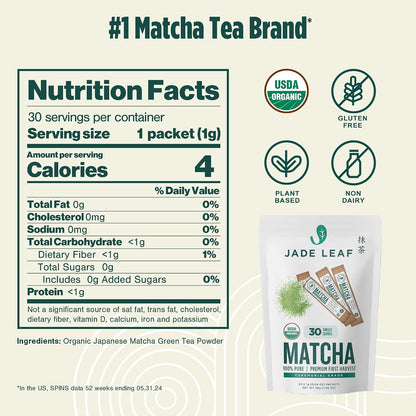Jade Leaf Matcha Powder, Organic Culinary Grade, 30g / 1.06oz