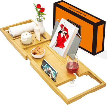 Banlilu Bathtub Tray - Bath Tray Expandable - Bath Tub Tray Table for Bathtub, Ajustable Size, Fits Most Tubs