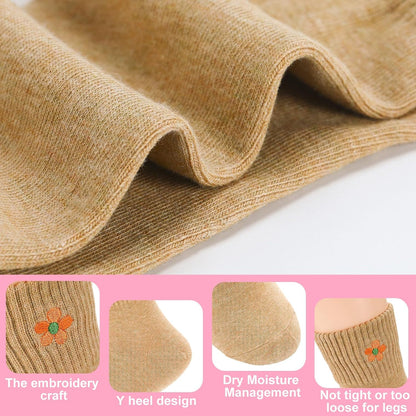Eurzom 10 Pairs Socks Womens Crew Elastic Ankle Length Cotton Socks Aesthetic Cute Lightweight Low Cut Gifts for Women - Colors A