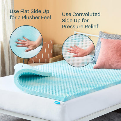 Linenspa Memory Foam Mattress Topper, Queen Size - 2 Inch Gel Infused Memory Foam - Plush Feel - Cooling and Pressure Relieving - CertiPUR Certified
